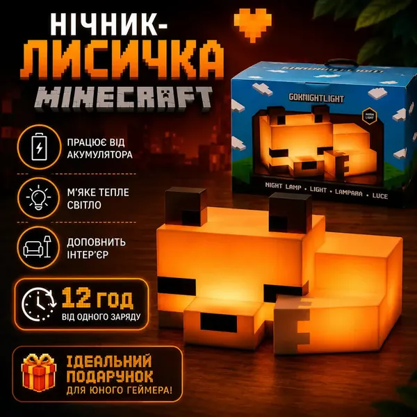 Нічник Лисичка у стилі Minecraft
